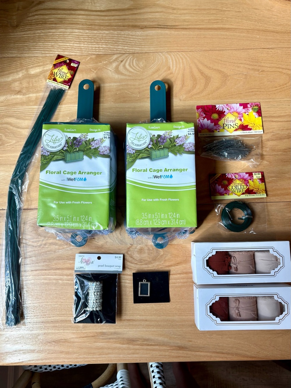 Floral Craft Supply Lot - Wet Foam Cages, Floral Wire, Pins, Bouquet Wraps